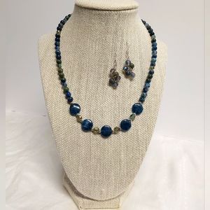 COPY - Apatite coins,  Lapis rounds and crystals with crystal cluster earrings